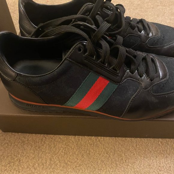 Gucci Moorea Leather Trainers Sneakers - Picture 1 of 9